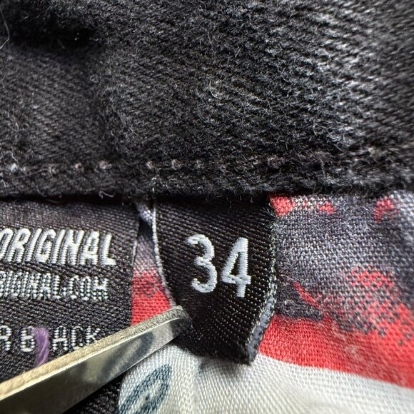 Rockstar Original Size 34 Mens Oscar Black Knee Slit 5 Pocket Straight Fit Jeans - Picture 10 of 15